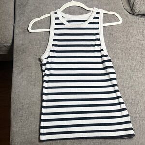 a new day Black and White Striped Tank Top